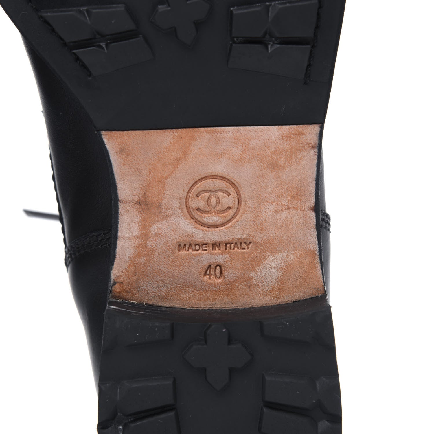 Chanel Calfskin Quilted Lace Up Combat Boots 40 Black 6 of 11