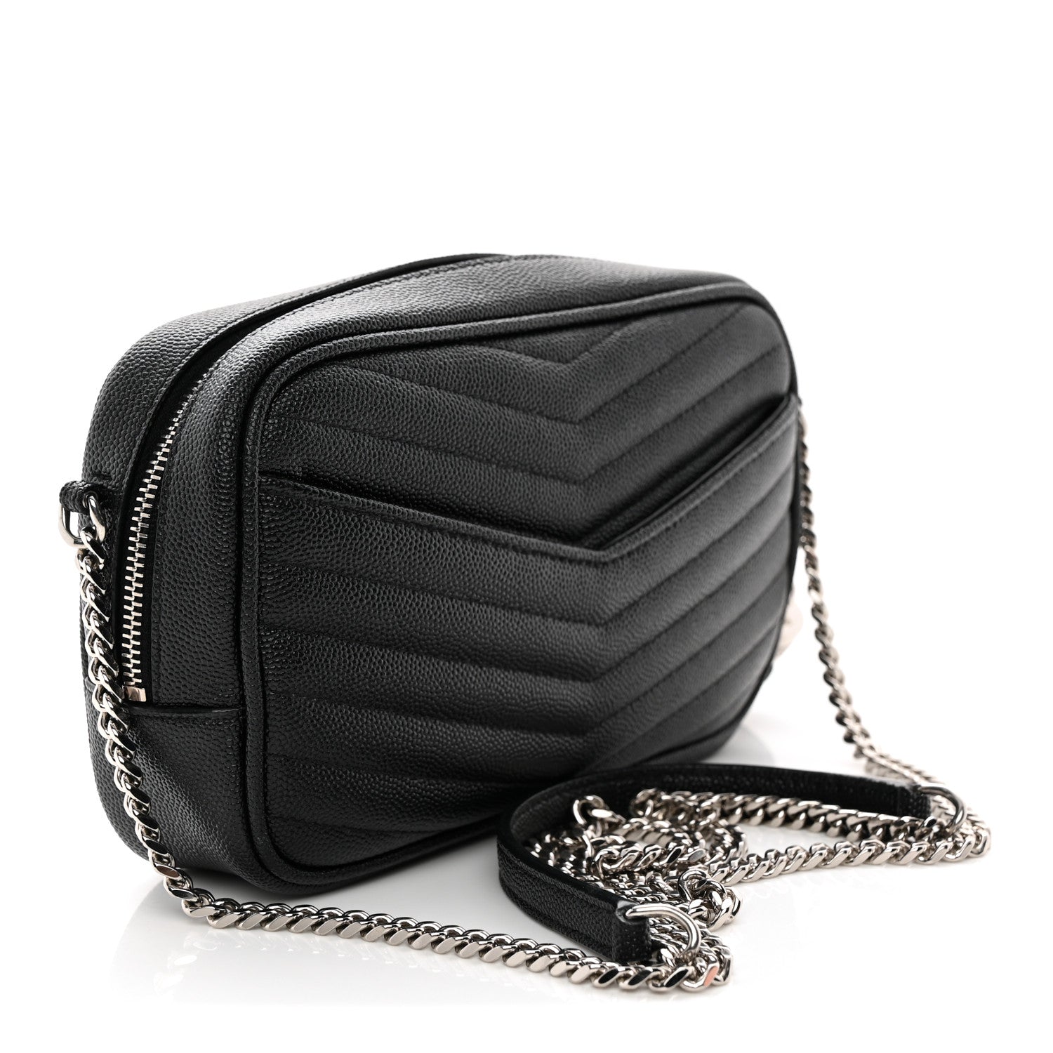 Saint Laurent Grain De Poudre Matelasse Monogram Mini Lou Camera Bag Black 3 of 13