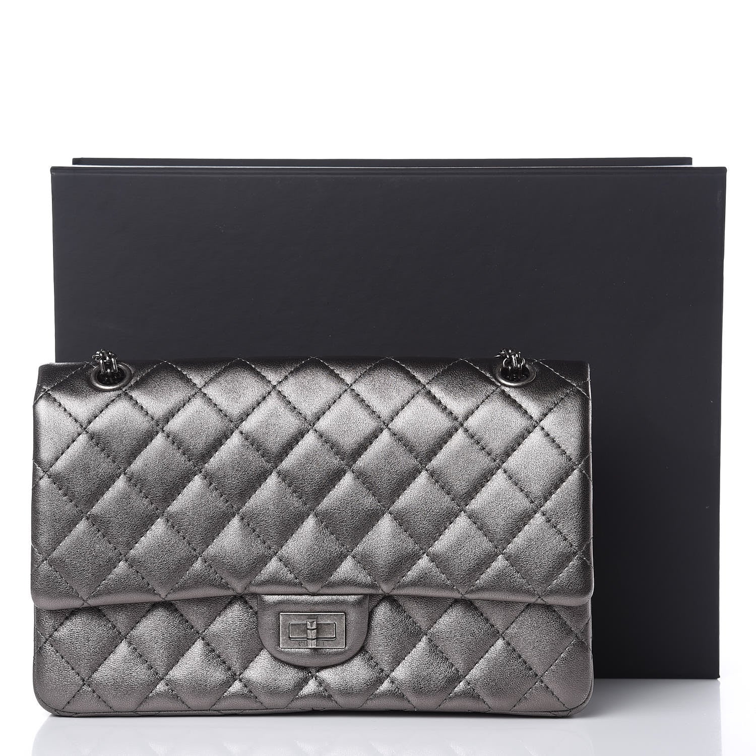 Chanel Metallic Calfskin Quilted 2.55 Reissue 226 Flap Charcoal 12 of 12