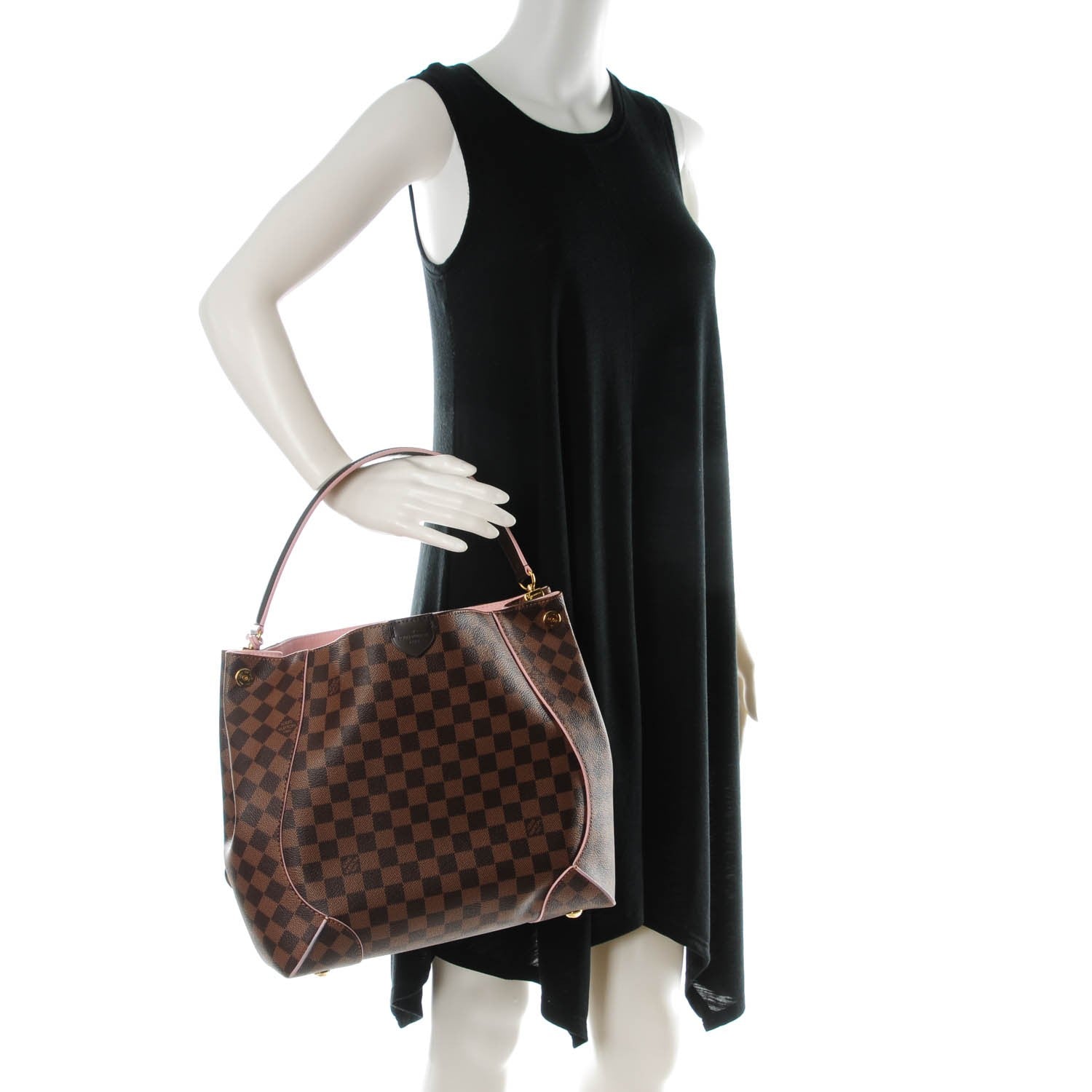Louis Vuitton Damier Ebene Caissa Hobo Rose Ballerine 2 of 7