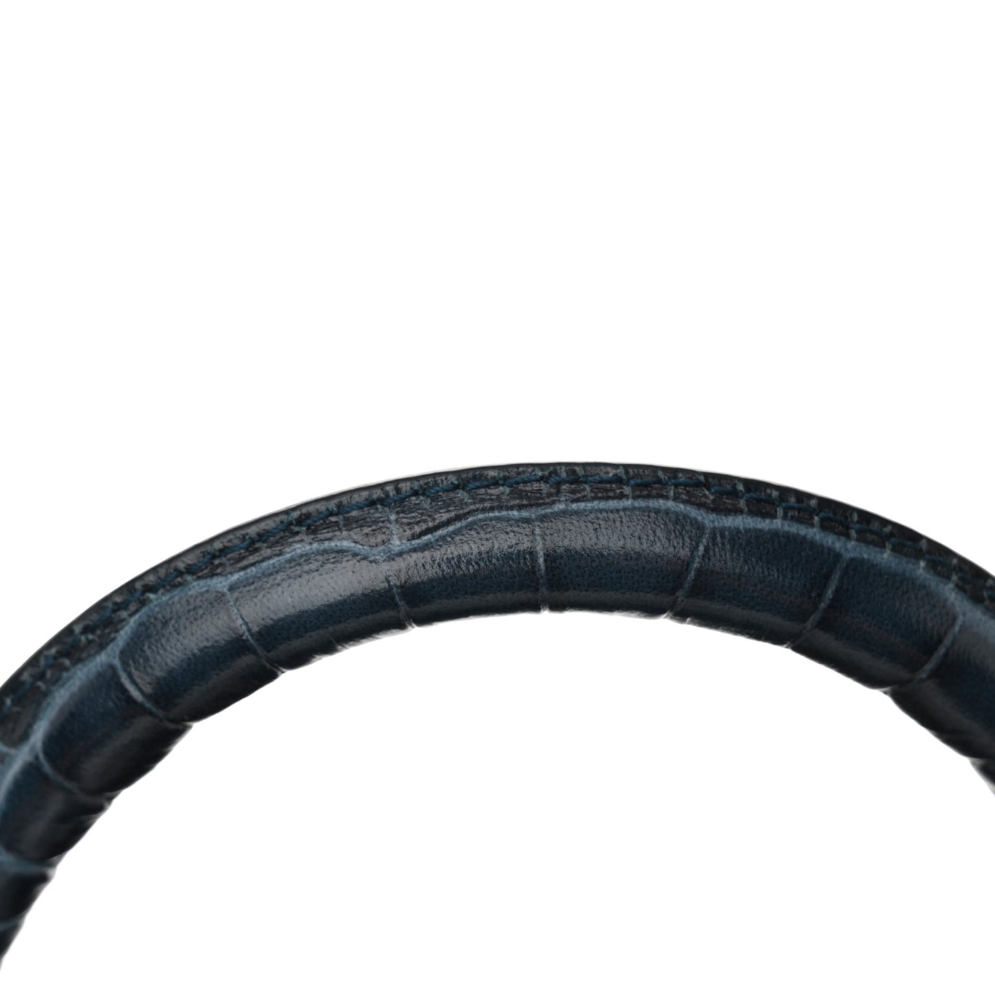 Shiny Calfskin Crocodile Embossed Medium Hourglass Top Handle Bag Denim Blue