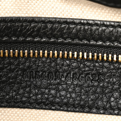 Gucci GG Grainy Calfskin Emblem Small Half Moon Shoulder Bag Black 7 of 10