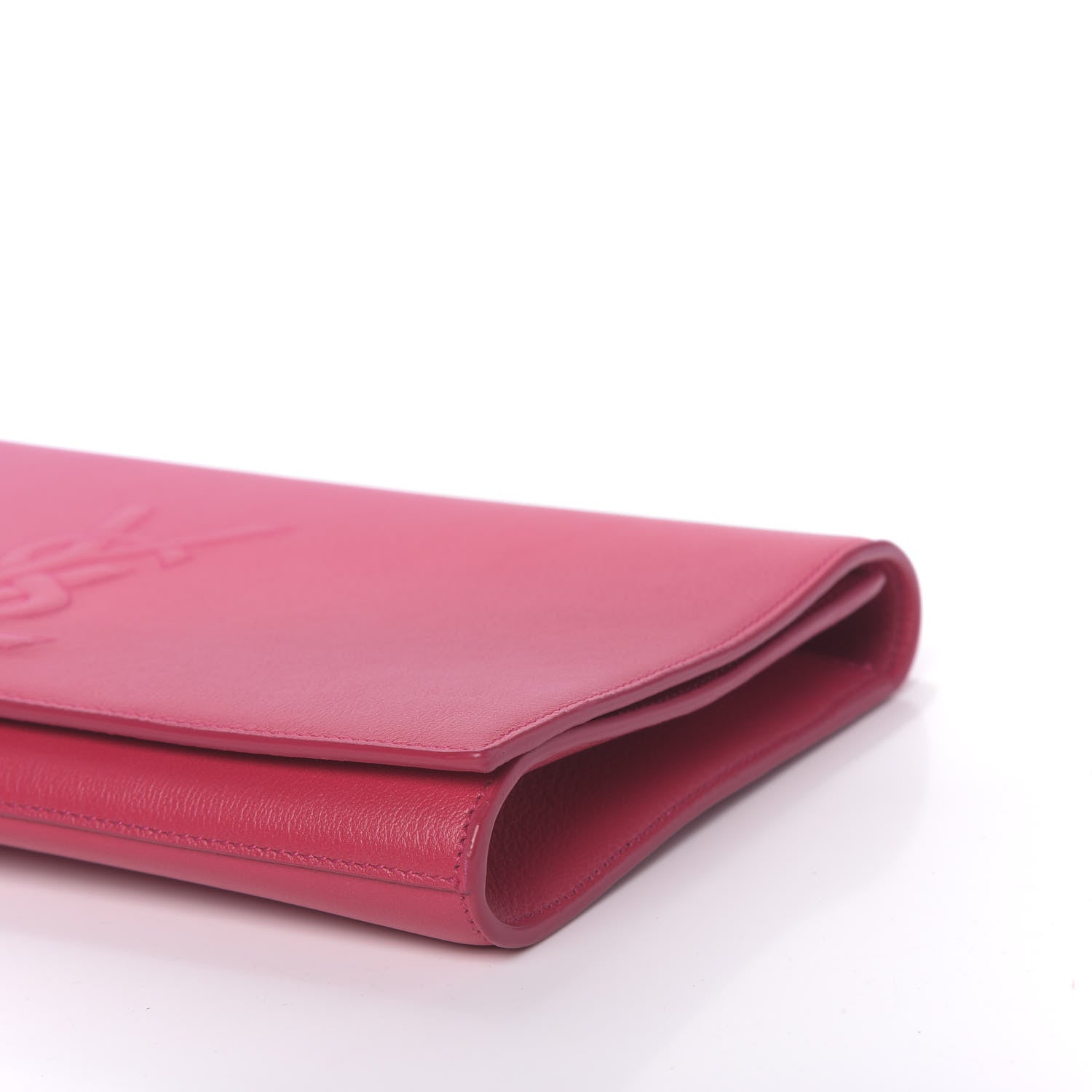 Saint Laurent Calfskin Monogram Large Belle De Jour Clutch Lipstick Fuchsia 9 of 9