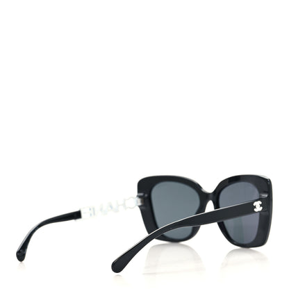 Chanel Acetate Strass Square Sunglasses 5422-B Black White 4 of 8
