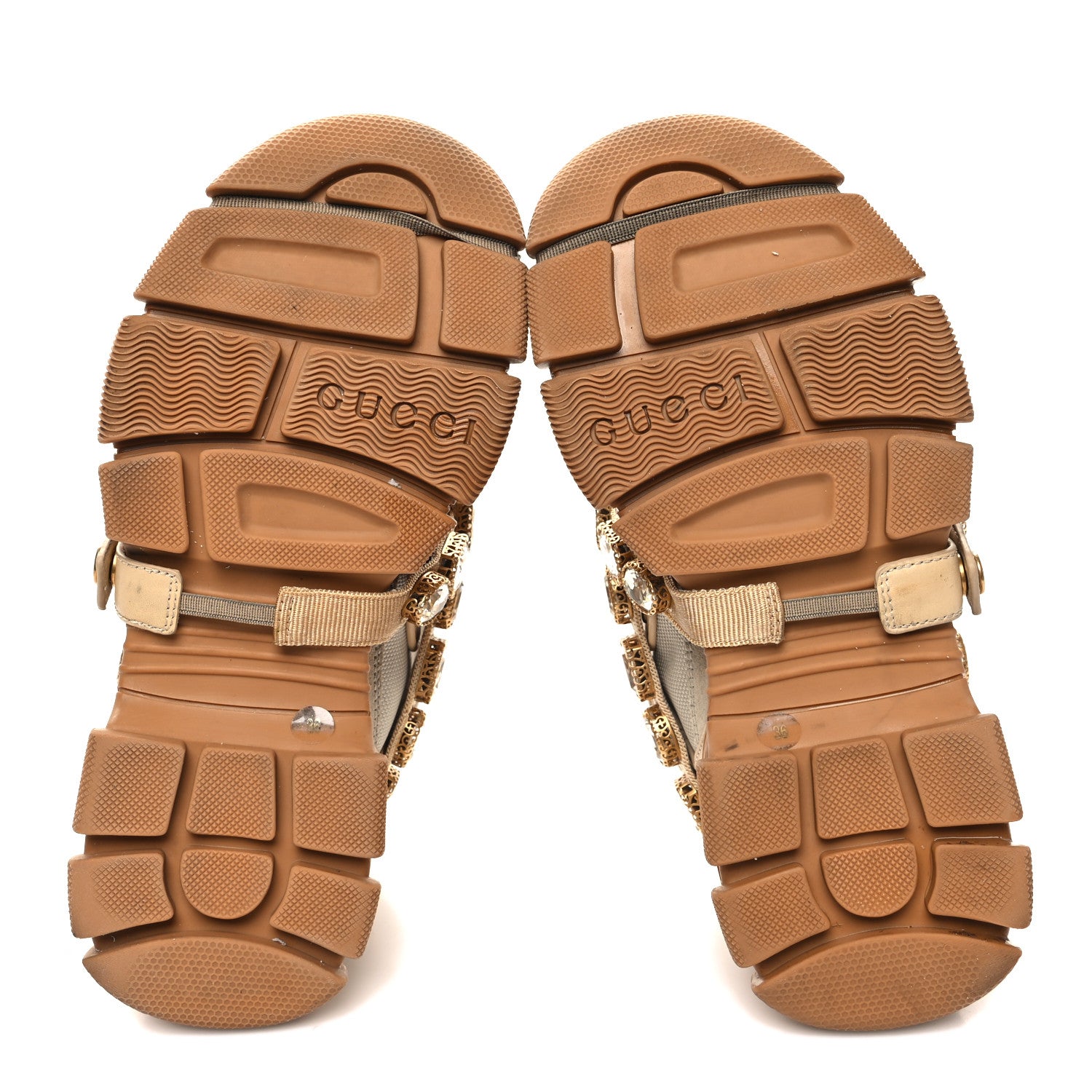 Gucci X SEGA Mesh Canvas Calfskin Removable Crystals Flashtrek Sneakers 36 Mystic White Oatmeal Sand Storm 5 of 10