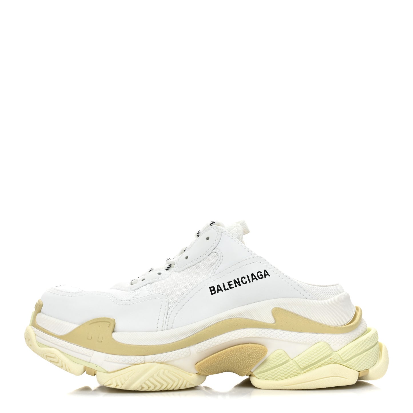 Fabric Mesh Clear Sole Womens Triple S Mule Sneakers 38 Beige