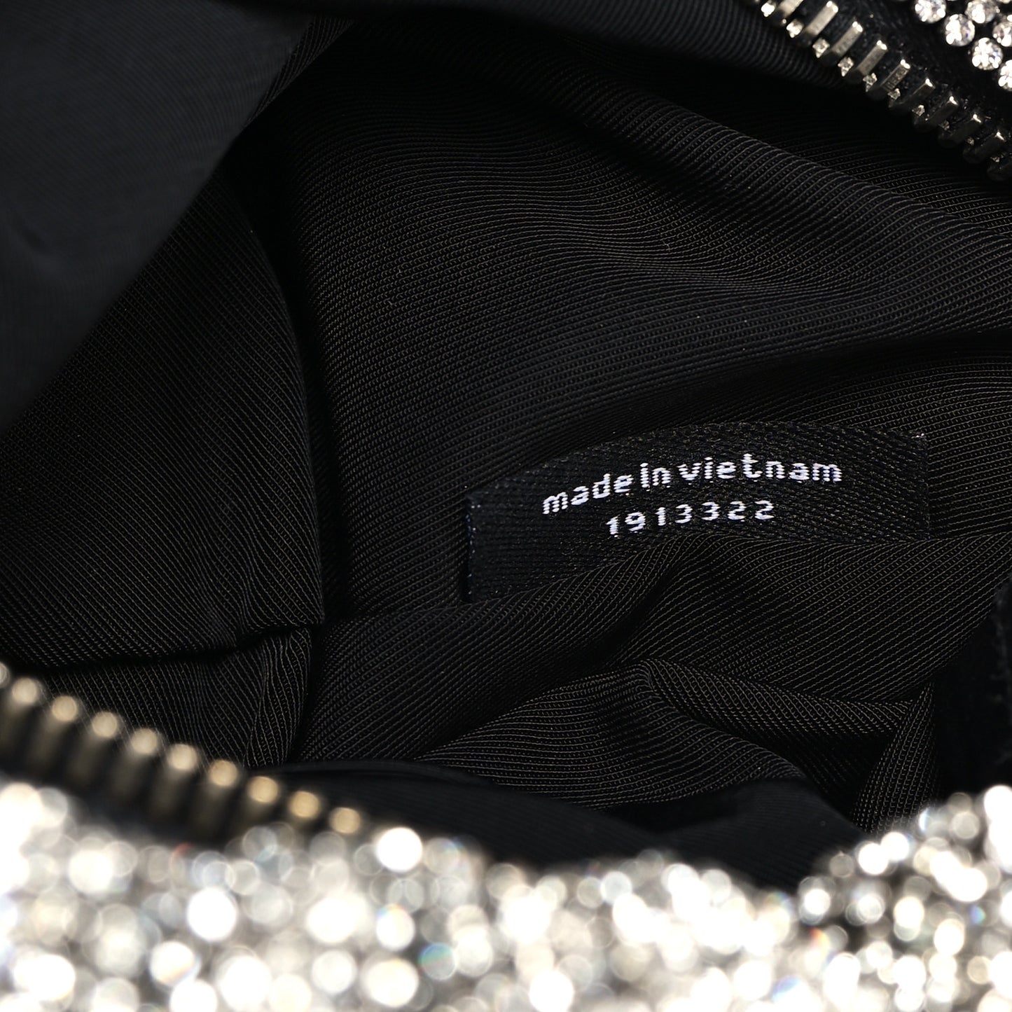 Mesh Crystal Rhinestone Mini Scrunchie Clutch Black Silver