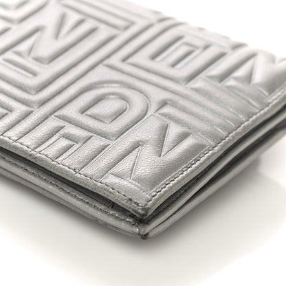 Fendi Metallic Nappa Logo Embossed Long Wallet On Chain Silver 15 of 26