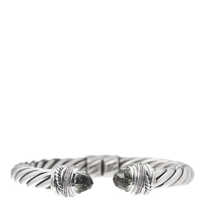 David Yurman Sterling Silver Diamond Prasiolite 8.5mm Crossover Hinge Bracelet 1 of 4