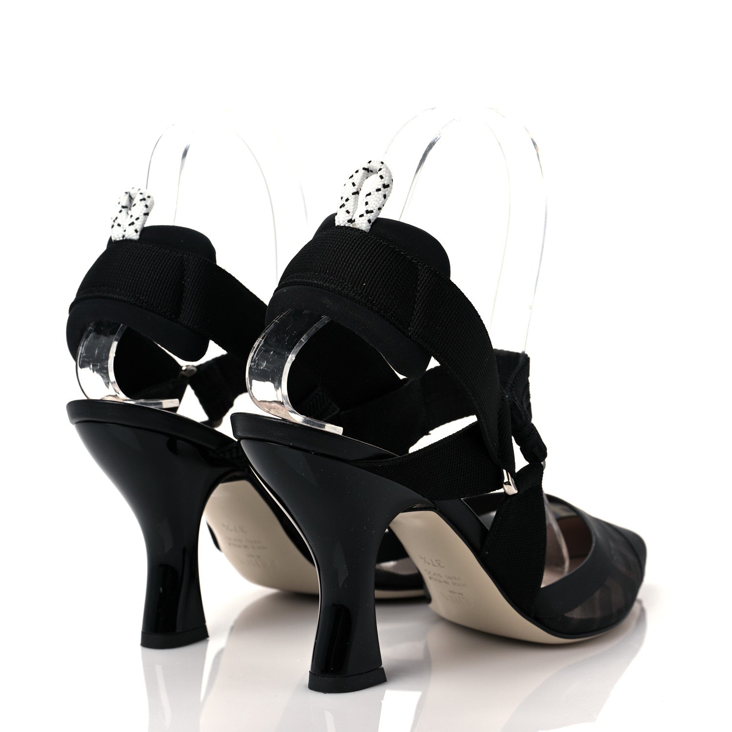 Fendi Technical Mesh FF Colibri Slingback Low-Heel Pumps 37.5 Black 4 of 11