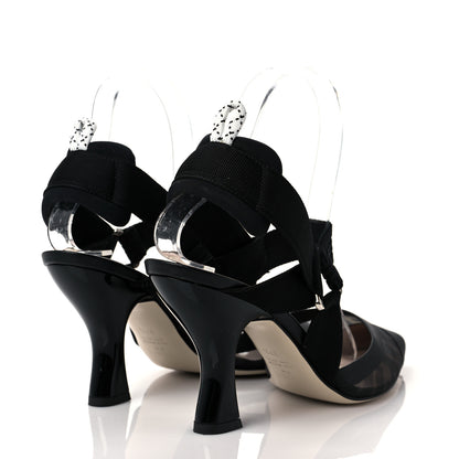 Fendi Technical Mesh FF Colibri Slingback Low-Heel Pumps 37.5 Black 4 of 11