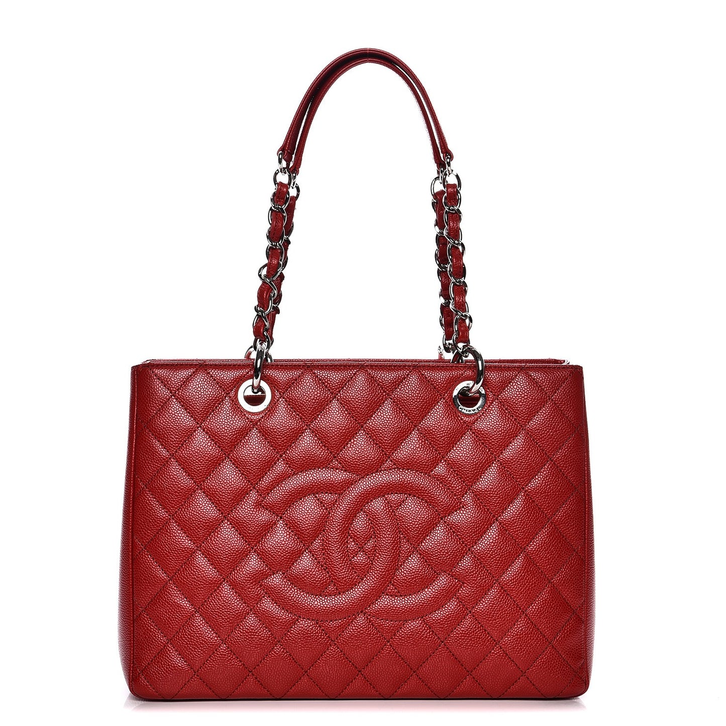 Caviar Quilted Grand Shopping Tote GST Dark Red