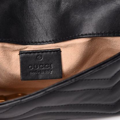 Gucci Calfskin Matelasse Super Mini GG Marmont Shoulder Bag Black 11 of 13