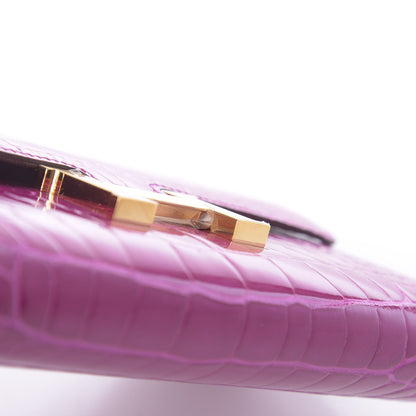 Hermes Shiny Alligator Constance Long Wallet Rose Scheherazade 9 of 10