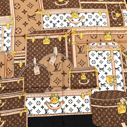 Louis Vuitton Silk Wool Monogram Lets Go Shawl Black 3 of 4