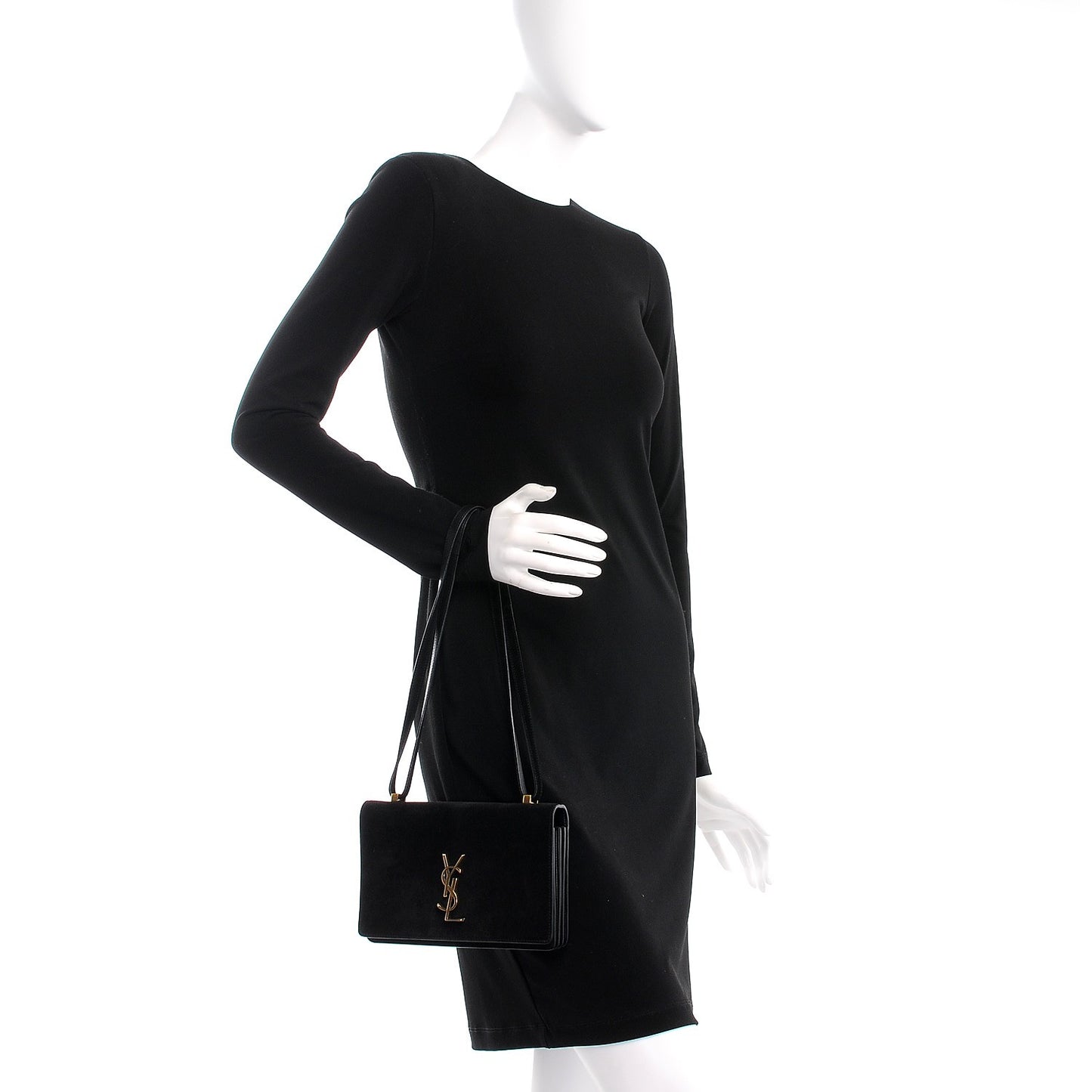 Suede Monogram Small Dylan Shoulder Bag Black