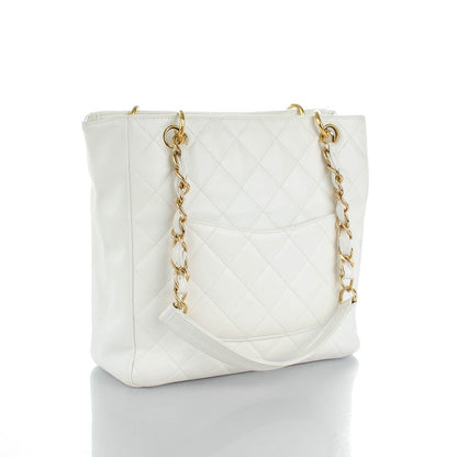 Chanel Caviar Quilted Petit Shopping Tote PST White 3 of 16