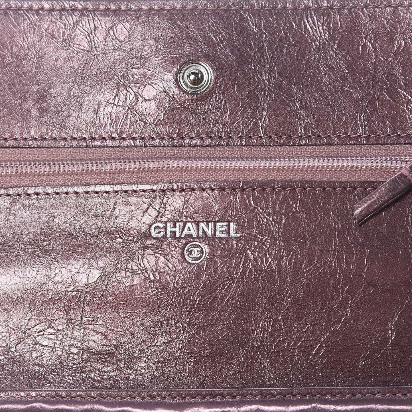 Metallic Aged Calfskin Quilted Reissue Wallet On Chain WOC Dark Pink