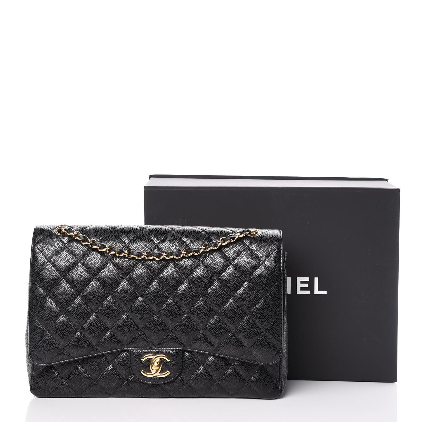 Caviar Quilted Maxi Double Flap Black