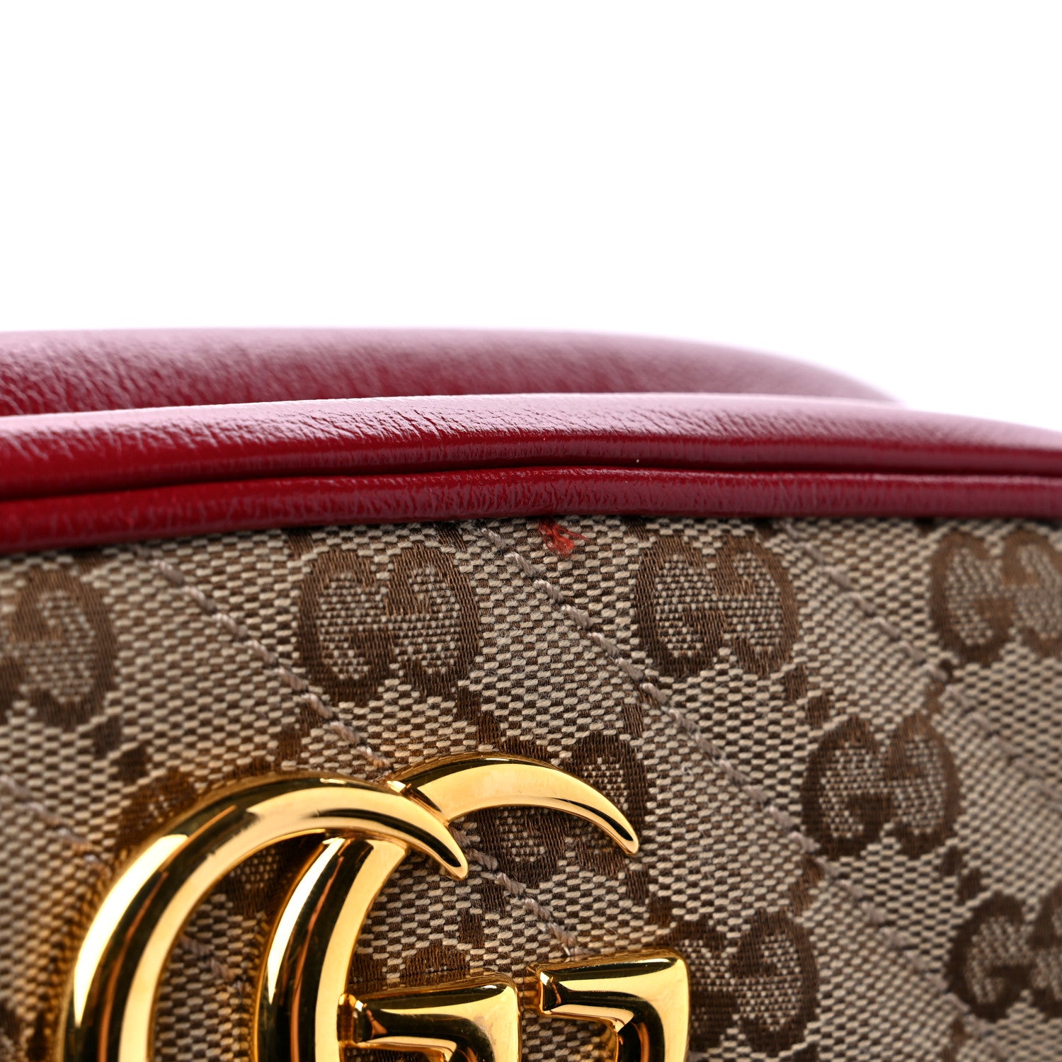 Gucci Monogram Azalea Calfskin Matelasse Diagonal Small GG Marmont Chain Shoulder Bag Beige Ebony New Cherry Red 10 of 10