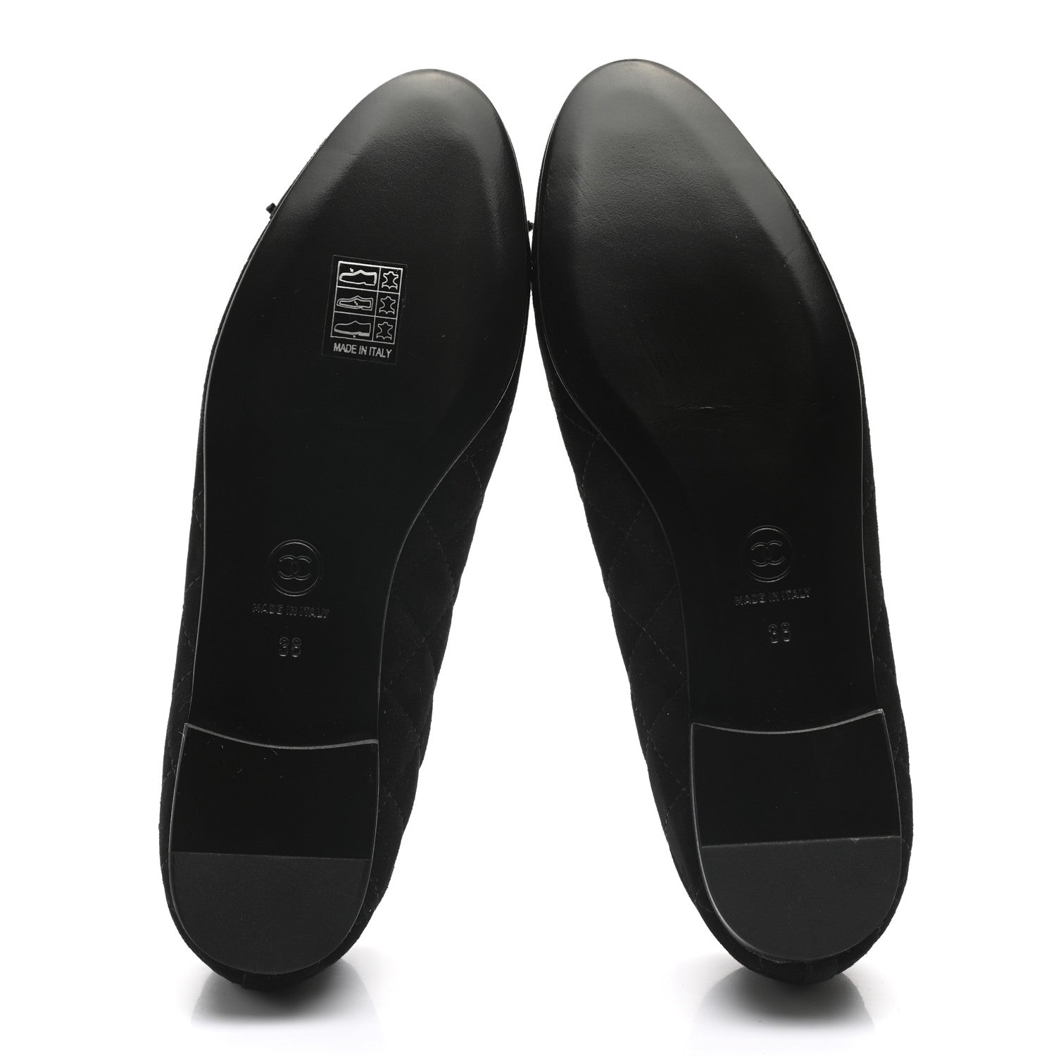 Chanel Suede Quilted Cap Toe CC Ballerina Flats 38 Black 5 of 9