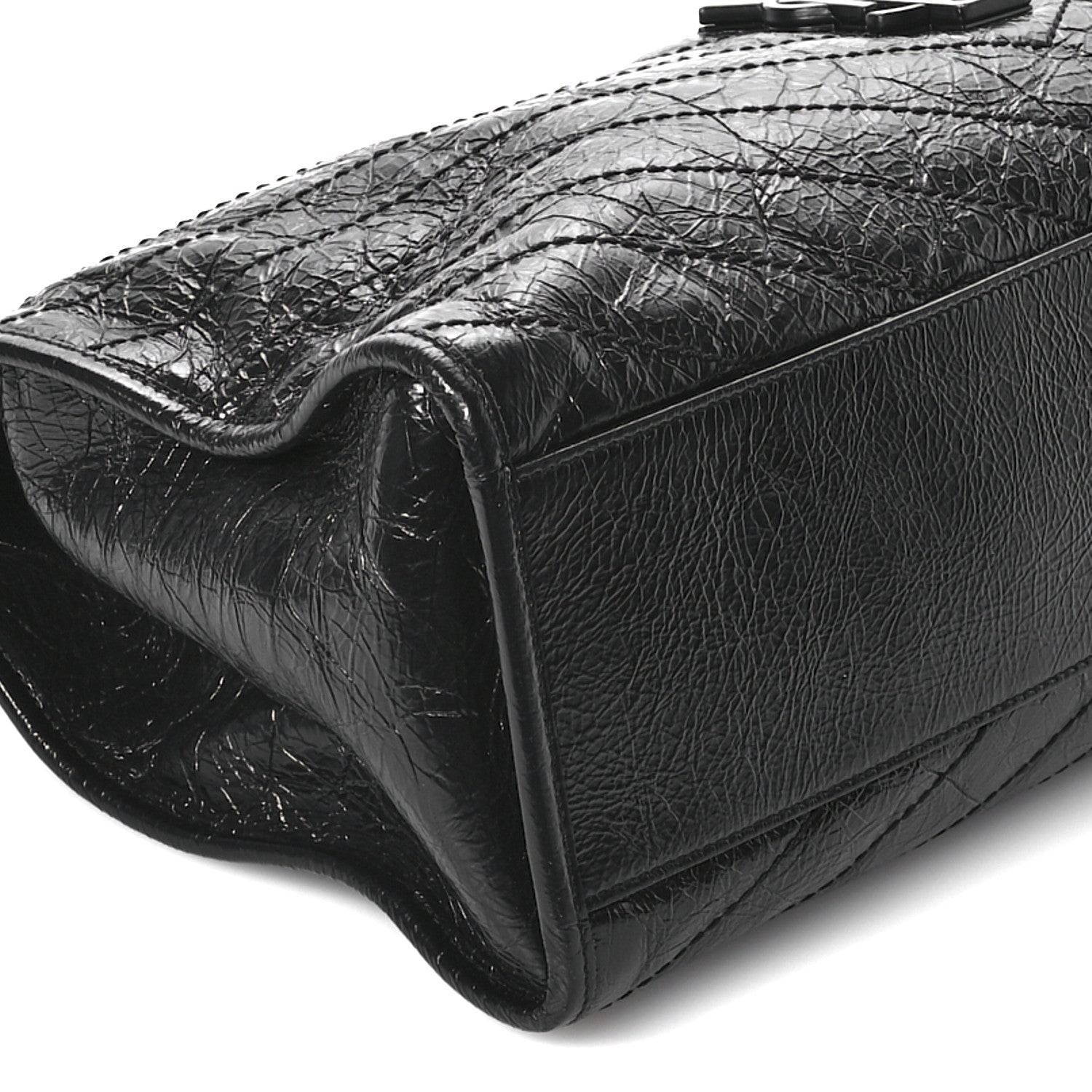 Saint Laurent Crinkled Calfskin Matelasse Monogram Large Niki Shopper Tote Black 9 of 10
