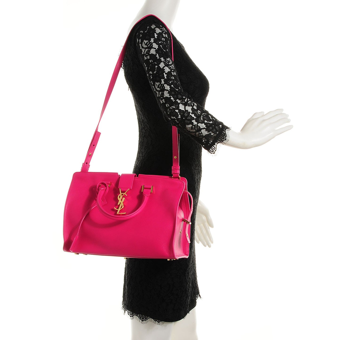 Calfskin Small Monogram Cabas Lipstick Fuchsia