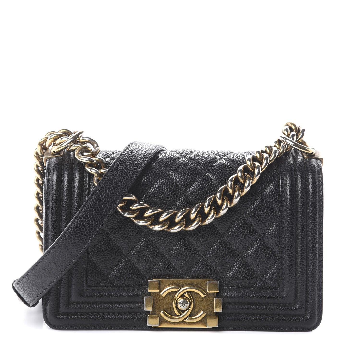 Caviar Quilted Small Boy Flap Black