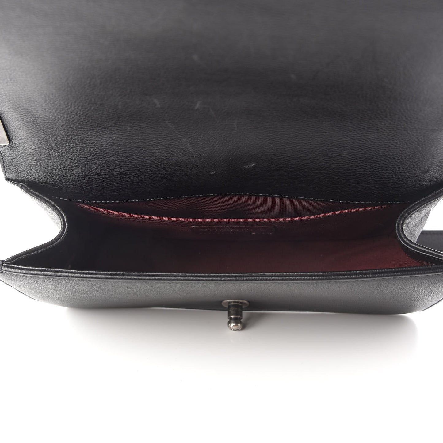 Calfskin Double Stitch Medium Boy Flap Black