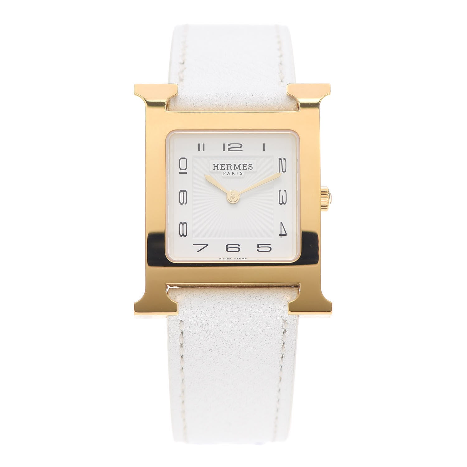 Hermes Stainless Steel Epsom 26mm Heure H Hour Quartz Watch Blanc 1 of 5