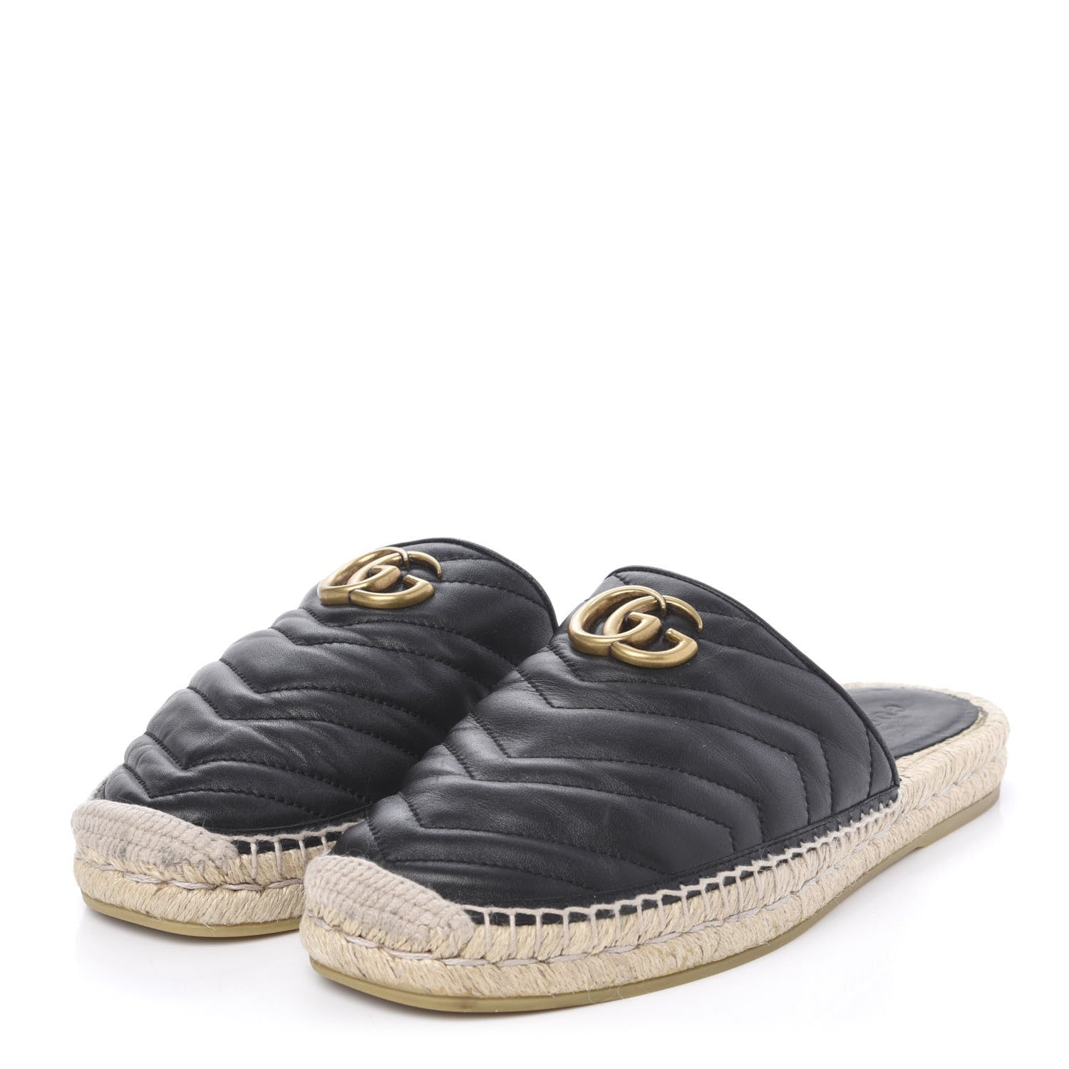Gucci Nappa Matelasse GG Marmont Espadrille Slippers 37 Black 3 of 10
