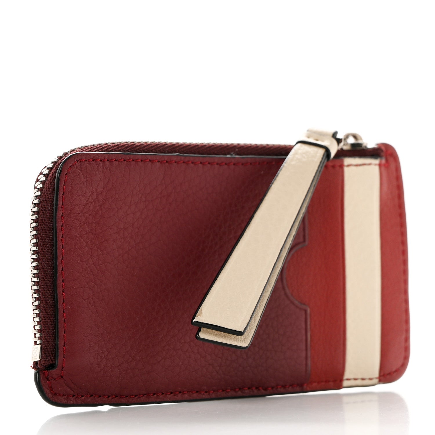 Loewe Calfskin Puzzle Colorblock Coin Card Holder Wine Garnet 3 of 8