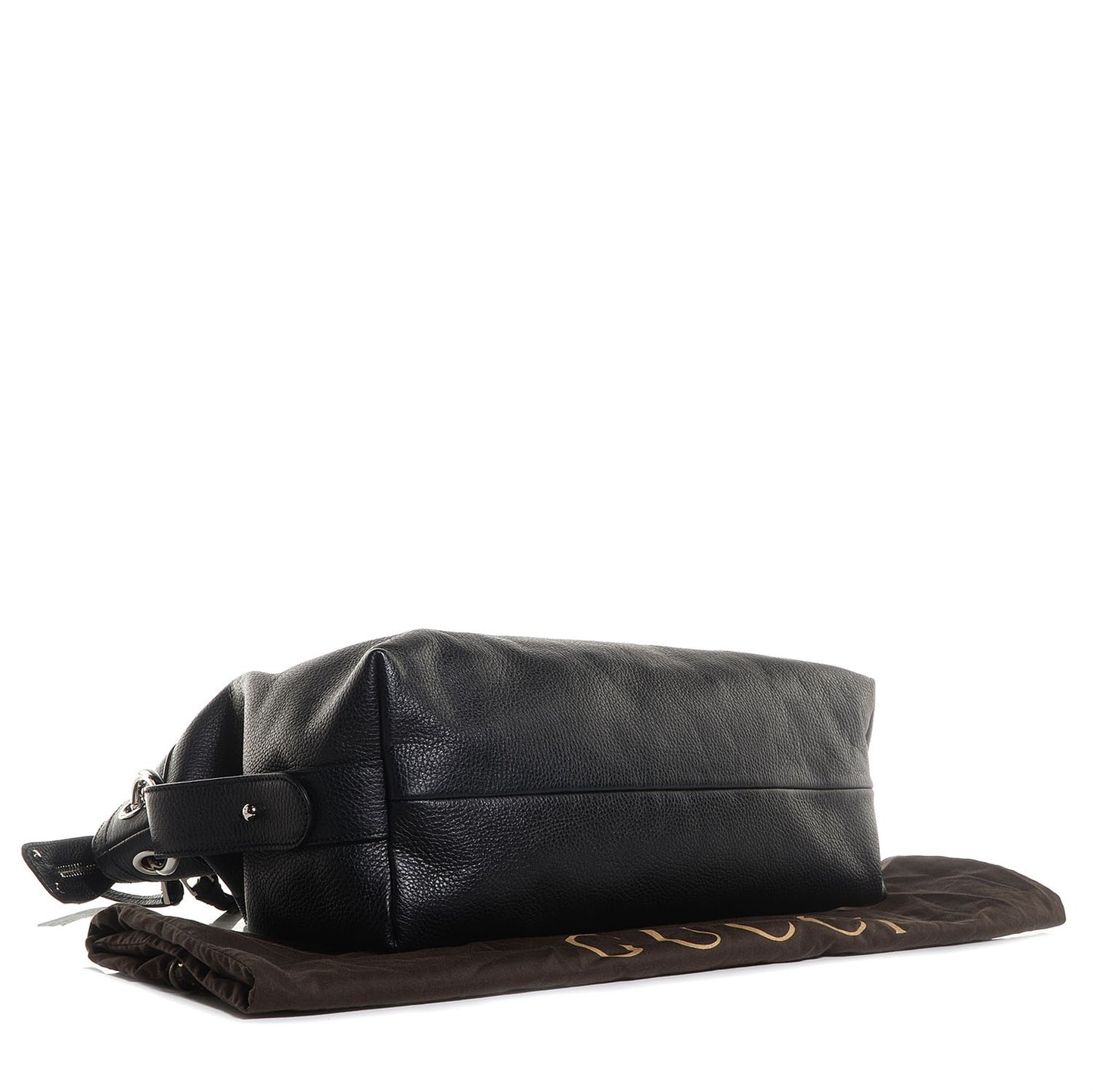 Leather Medium Bamboo Bar Tassel Shoulder Bag Black