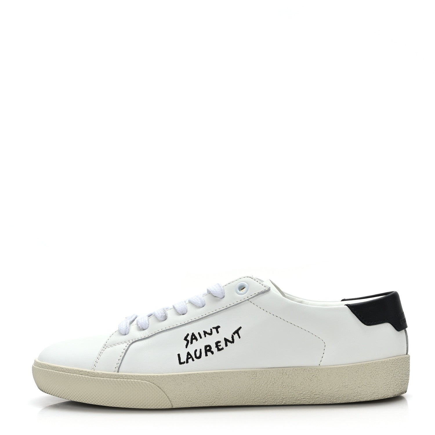 Saint Laurent Calfskin Embroidered Mens Court Classic Sneakers 39 White Black 1 of 11