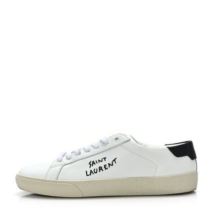 Saint Laurent Calfskin Embroidered Mens Court Classic Sneakers 39 White Black 1 of 11