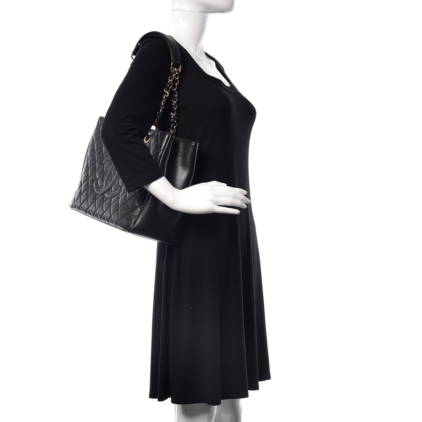 Caviar Quilted Grand Shopping Tote GST Black