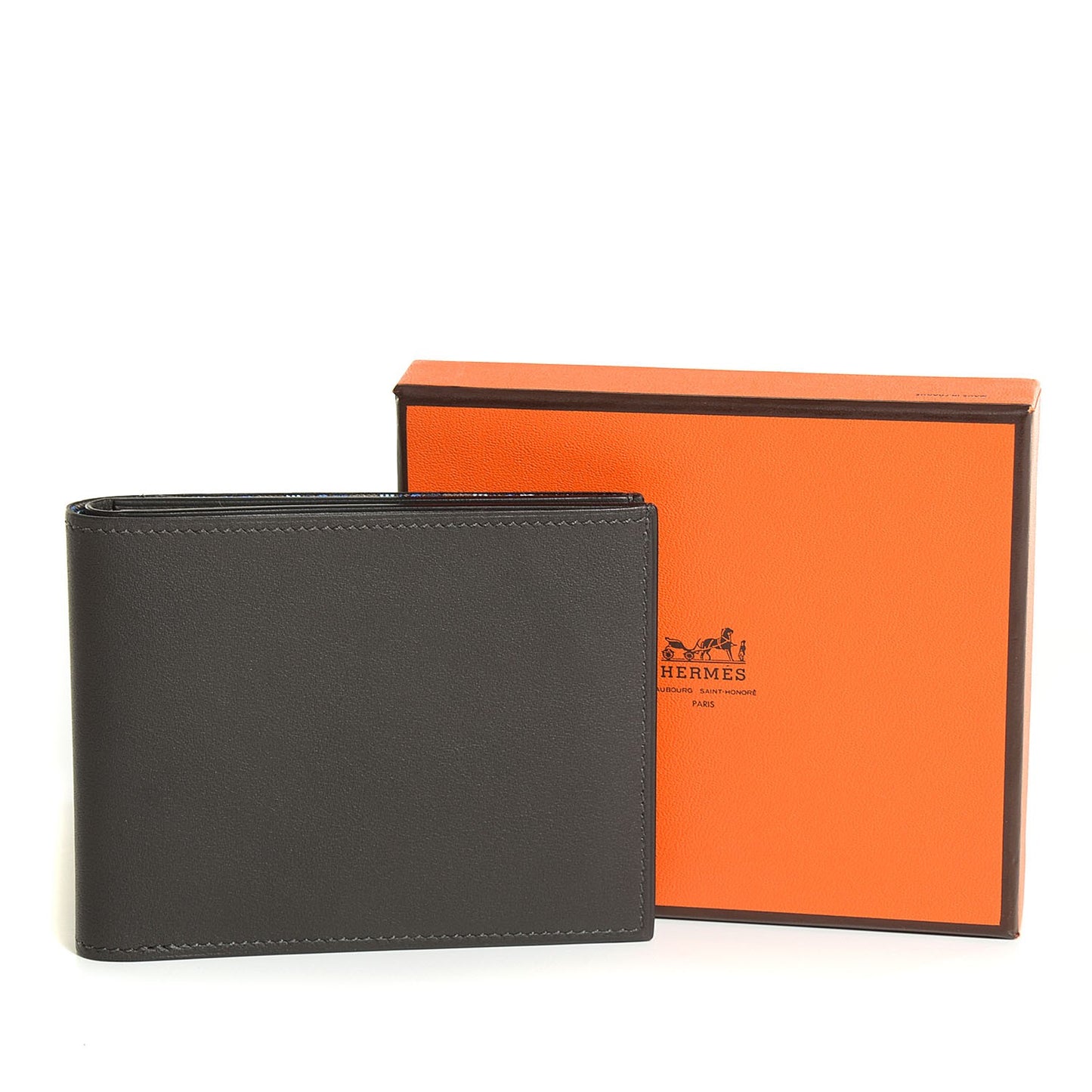 Veau Swift Silk Citizen Twill Wallet Etain Bleu de Malte