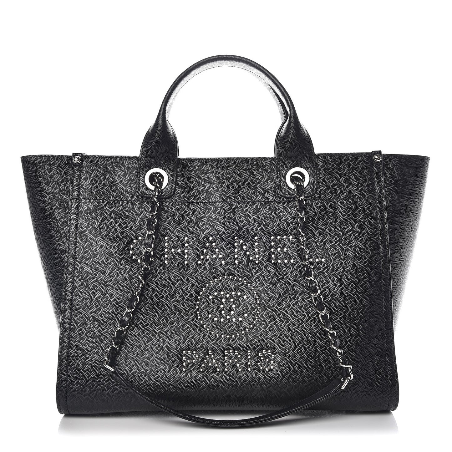Caviar Small Studded Deauville Tote Black
