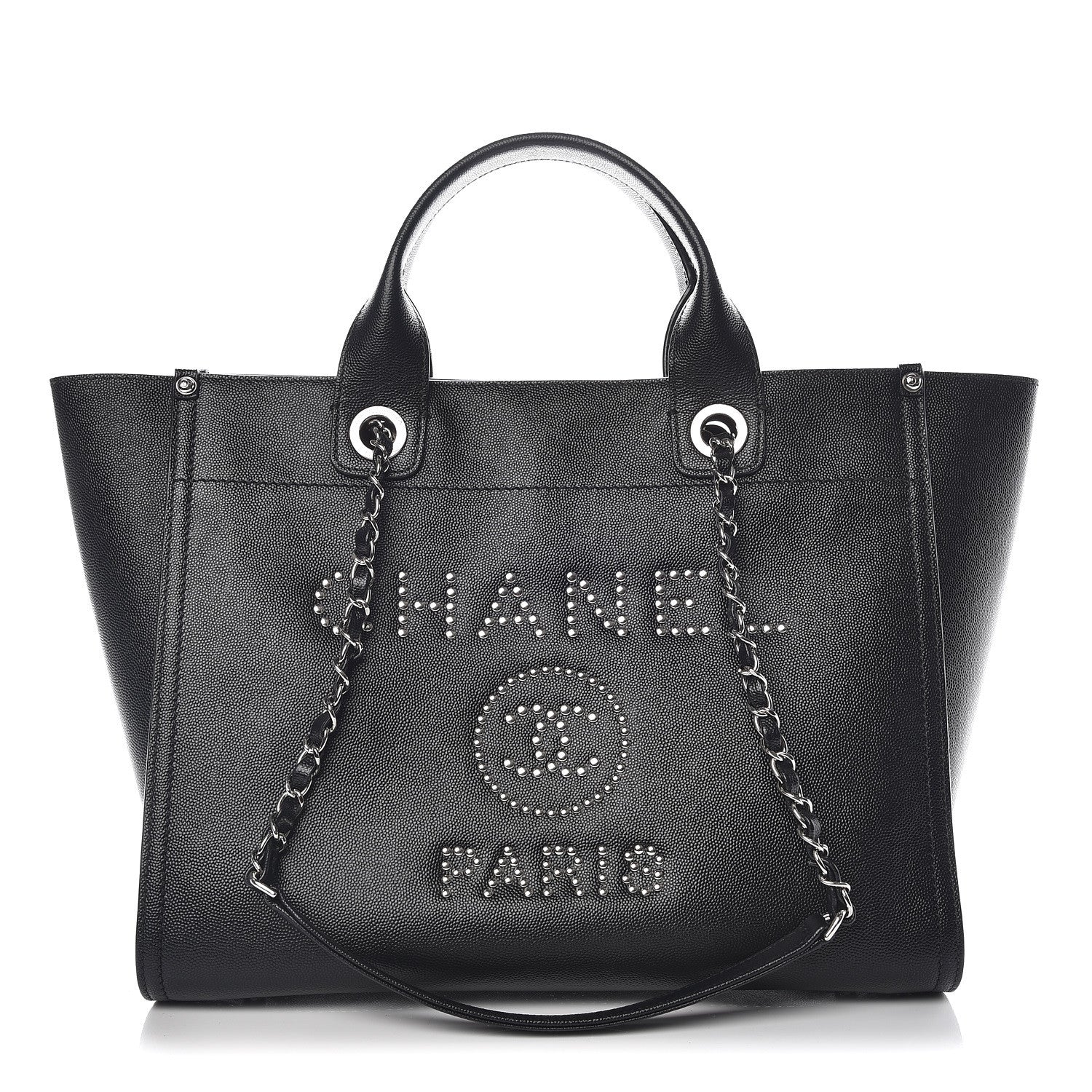 Chanel Caviar Small Studded Deauville Tote Black 1 of 9