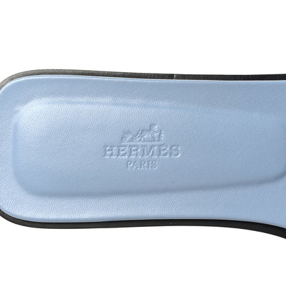Hermes Box Calfskin Oran Sandals 40.5 Light Bleu 7 of 10