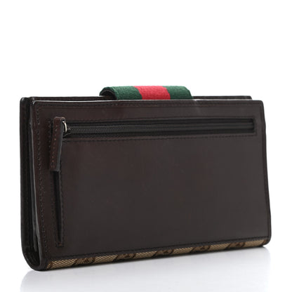 Gucci Monogram Calfskin Ladies Web Continental Wallet Beige Ebony Cocoa 3 of 8