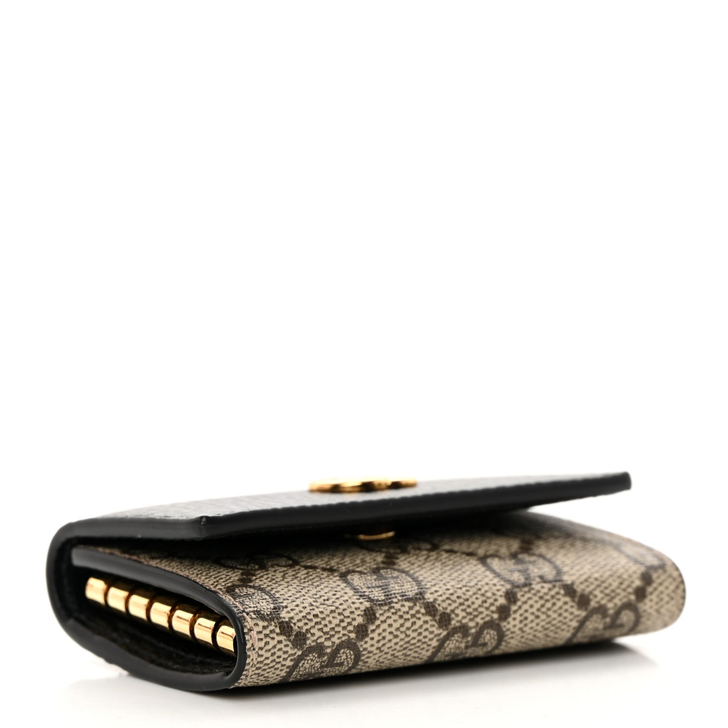 Dollar Calfskin GG Supreme Monogram GG Marmont 6 Key Holder Case Black Beige Ebony
