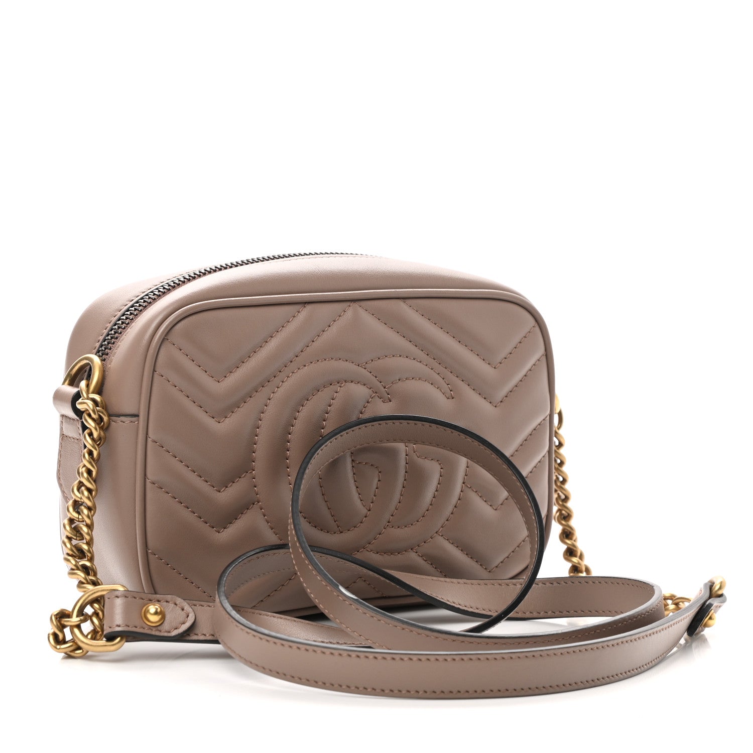Gucci Calfskin Matelasse Mini GG Marmont Chain Shoulder Bag Porcelain Rose 3 of 9