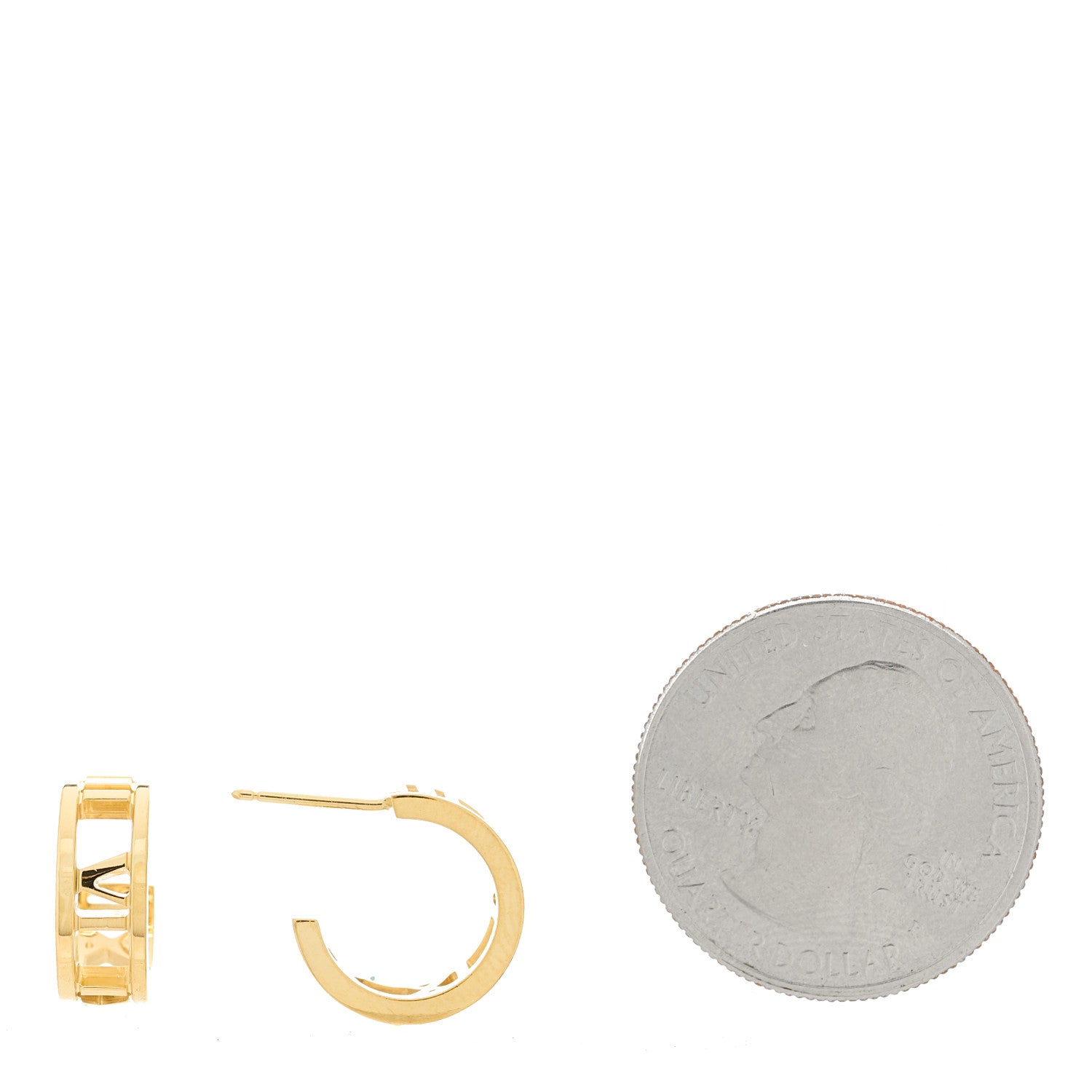 Tiffany 18K Yellow Gold Mini Atlas Hoop Earrings 2 of 4