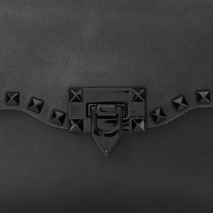 Valentino Garavani Vitello Monochrome Medium Rockstud Flip Lock Crossbody Bag Black 7 of 11