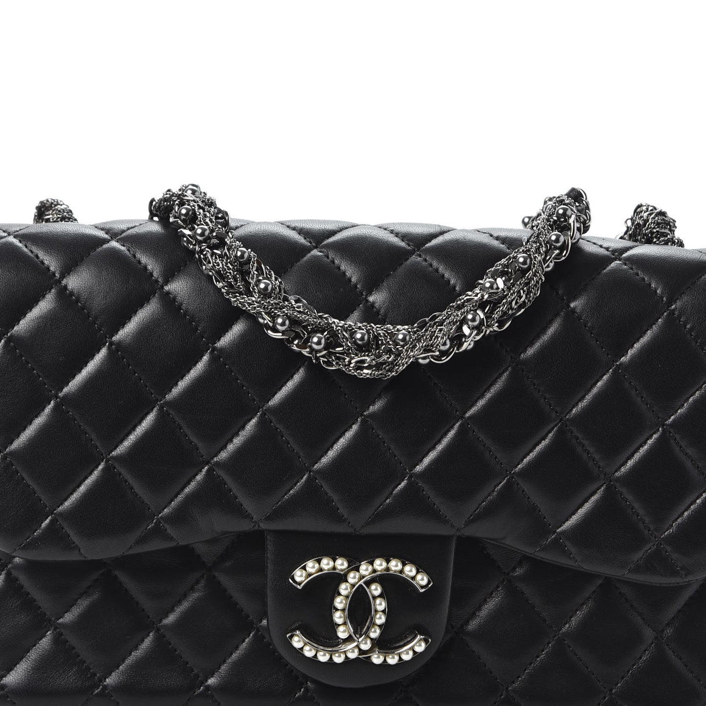 Lambskin Quilted Medium Westminster Pearl Flap Black