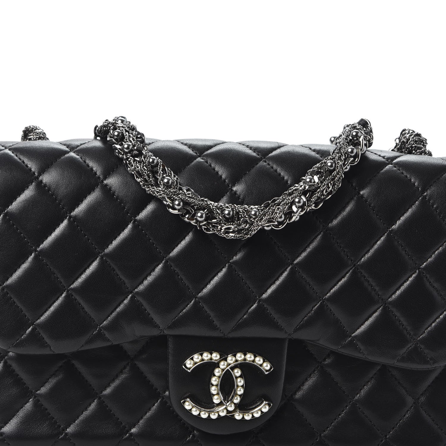 Chanel Lambskin Quilted Medium Westminster Pearl Flap Black 9 of 9