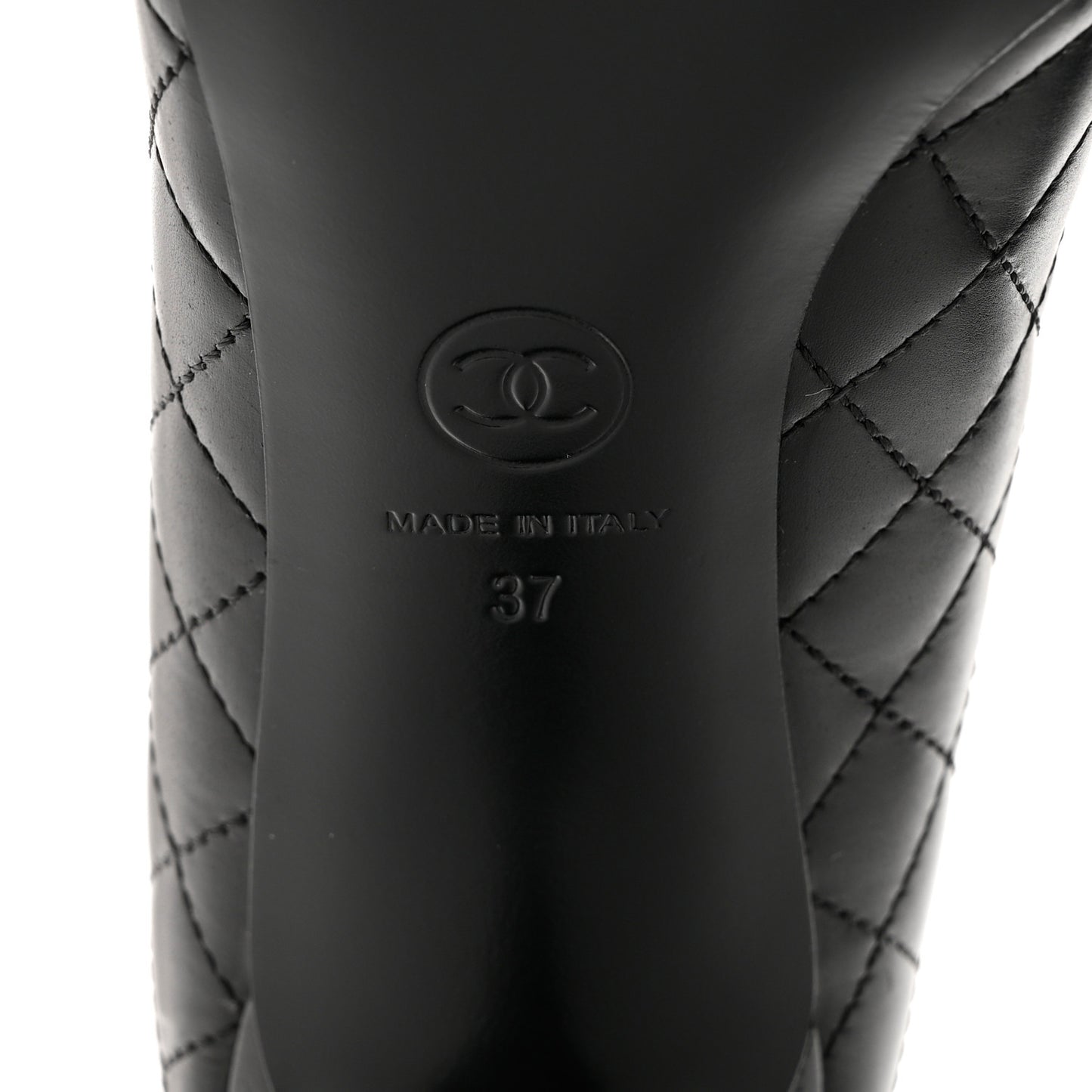Calfskin Quilted Cap Toe Camellia Pumps 37 Black
