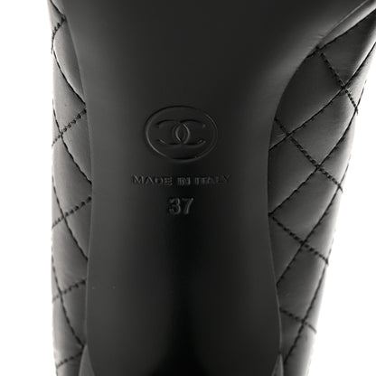 Chanel Calfskin Quilted Cap Toe Camellia Pumps 37 Black 8 of 9