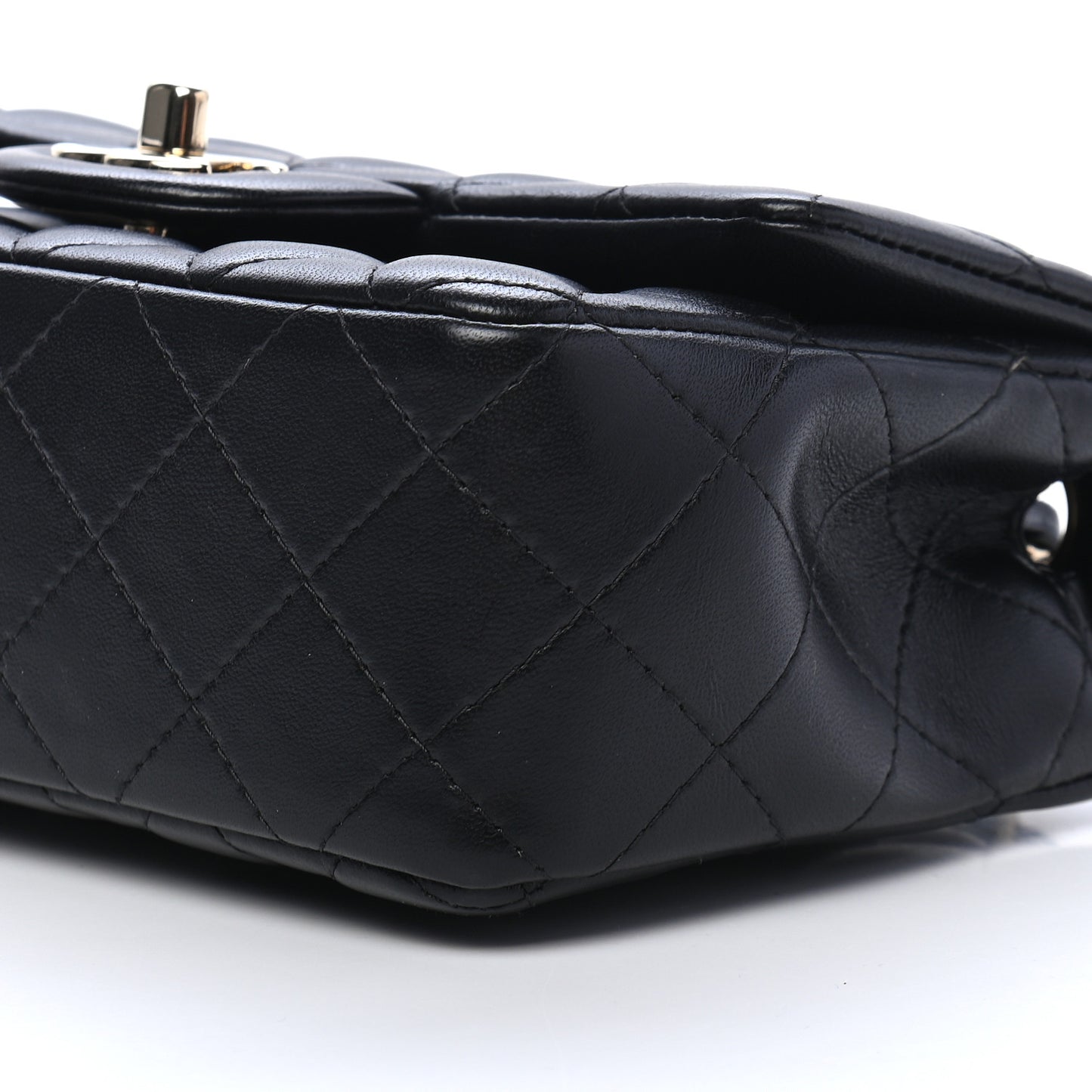Lambskin Quilted Mini Rectangular Flap Black